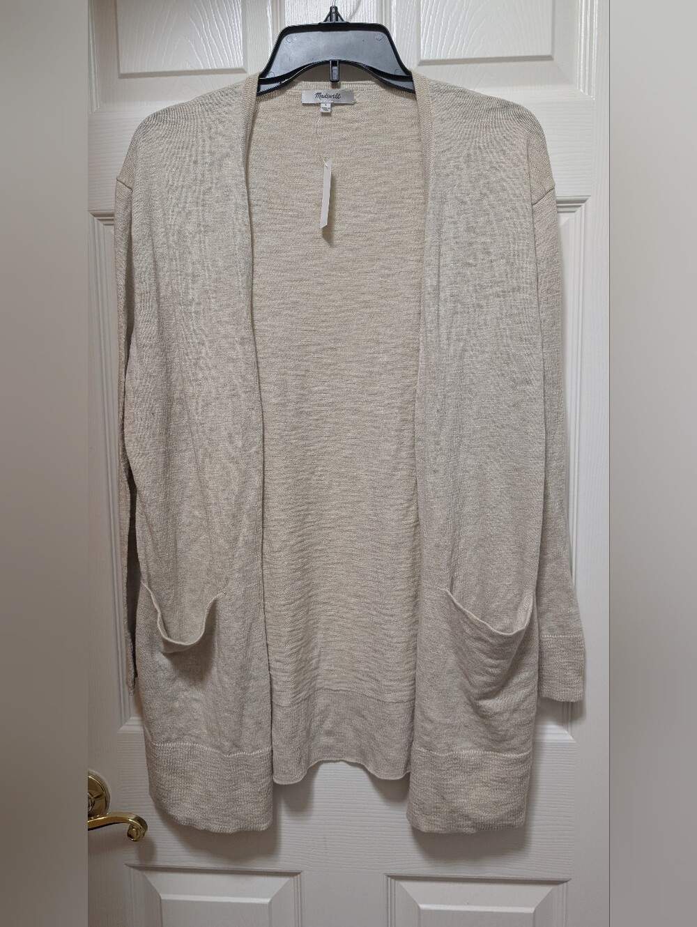 NWT Madewell Summer Ryder Cardigan Sweater Beige Open Front Pocket Size Small